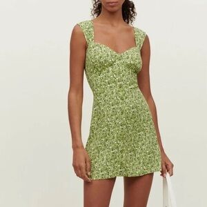 Reformation Lorelei Floral Mini Dress in Green 6